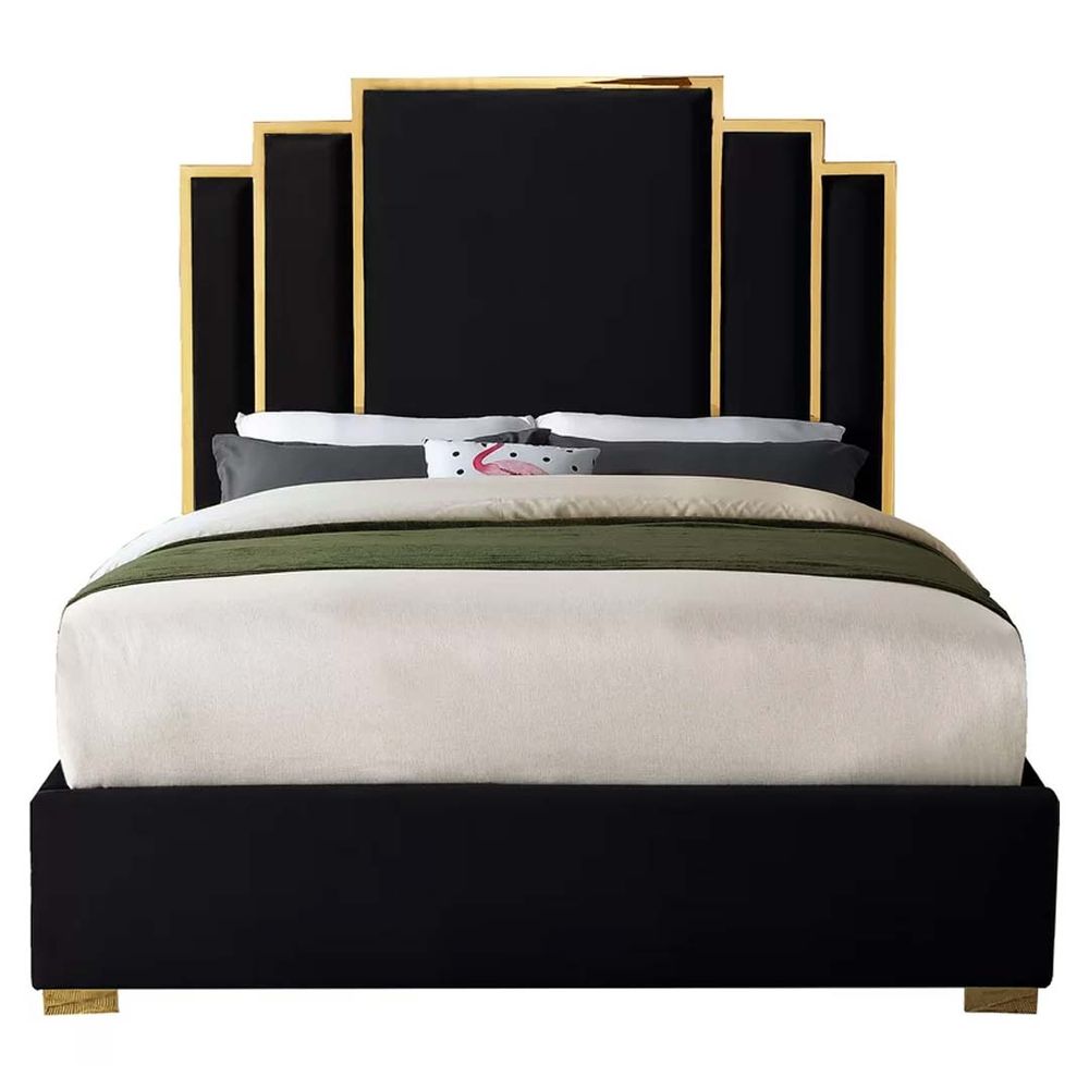 Buy Harlen Velvet 200X200 Super King Bed /Black Online Danube Home UAE