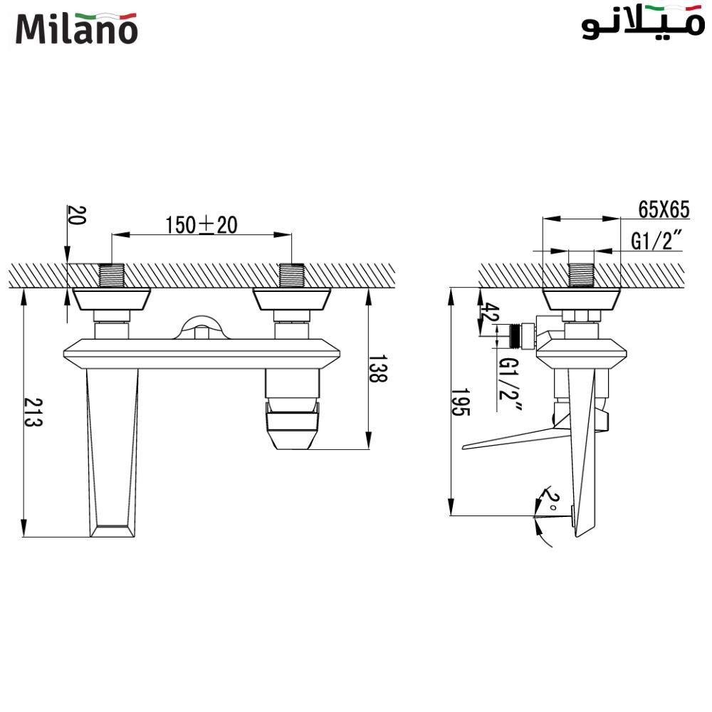ميلانو دايموند - خلاط دش استحمام مع دش يدوي