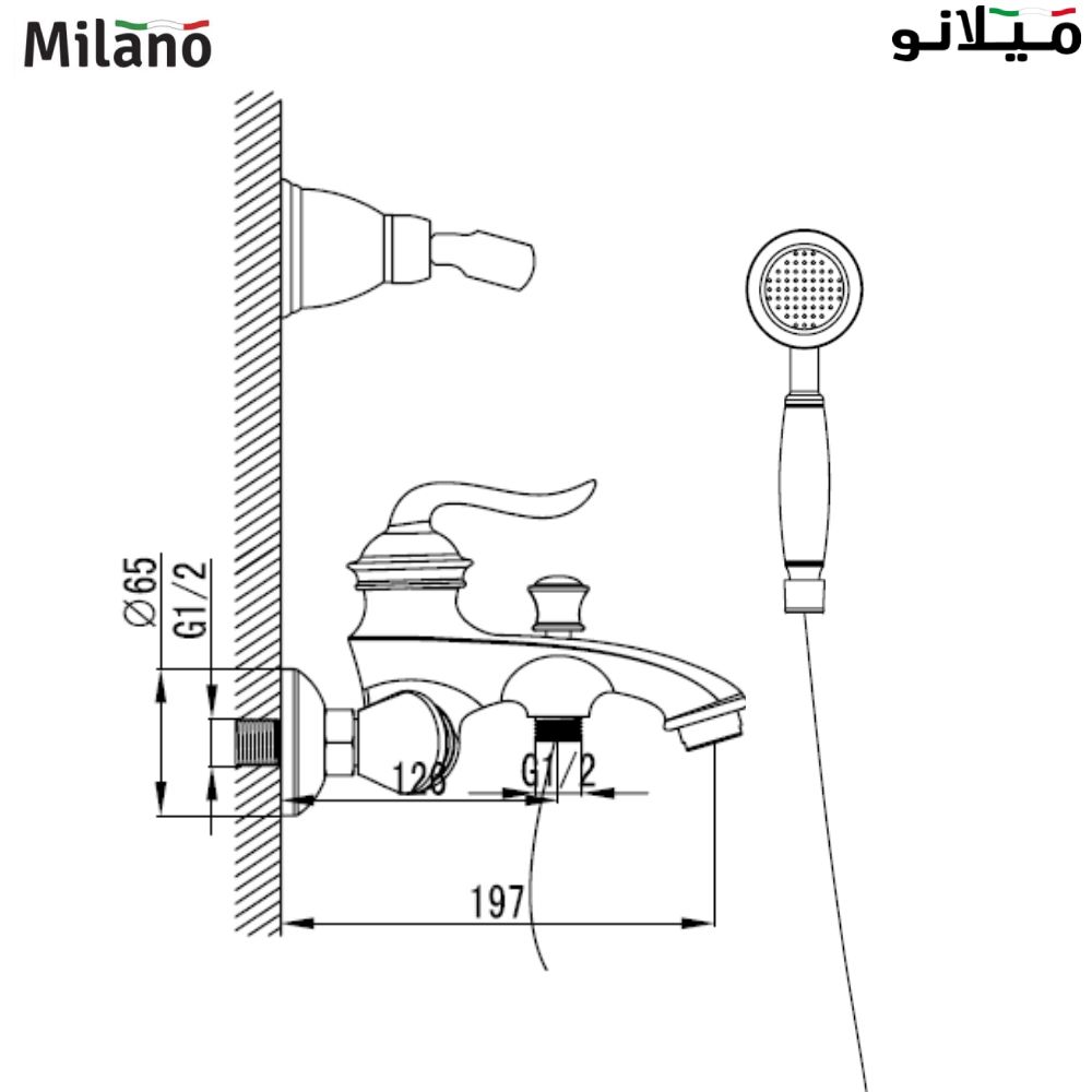 Milano Fiona Gold Bath Shower Mixer Tap with Hand Shower