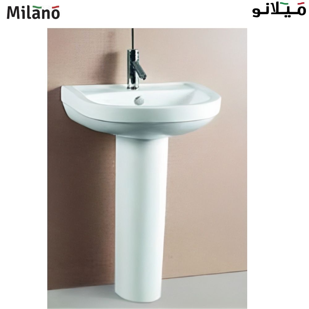 Milano Wash Basin W/Ped On-0013 White-Made In China