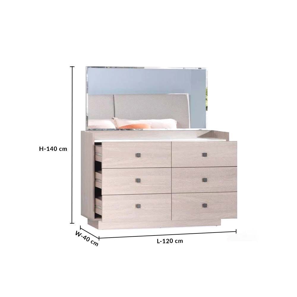 Paloma Dresser with Mirror -Natural / Marble