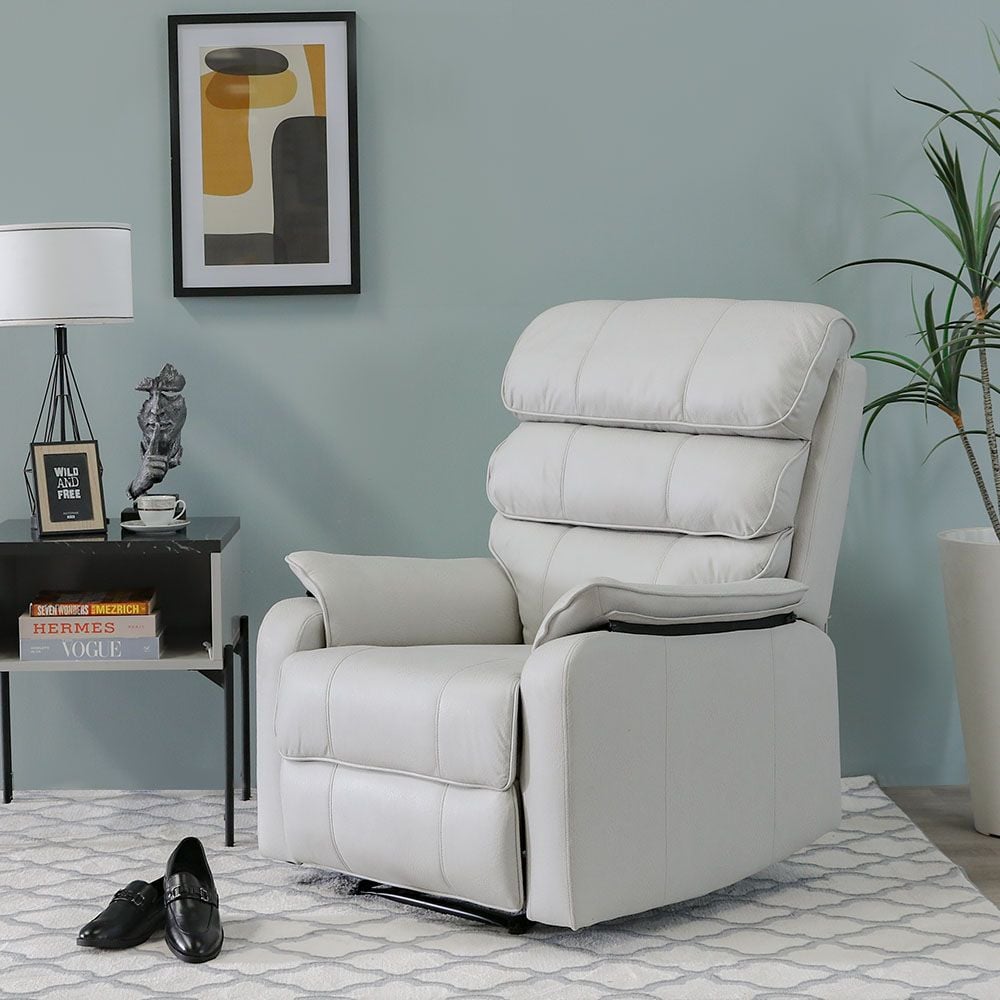 Buy Cleon 1 Seater Fabric Manual Recliner Cool Grey With 2